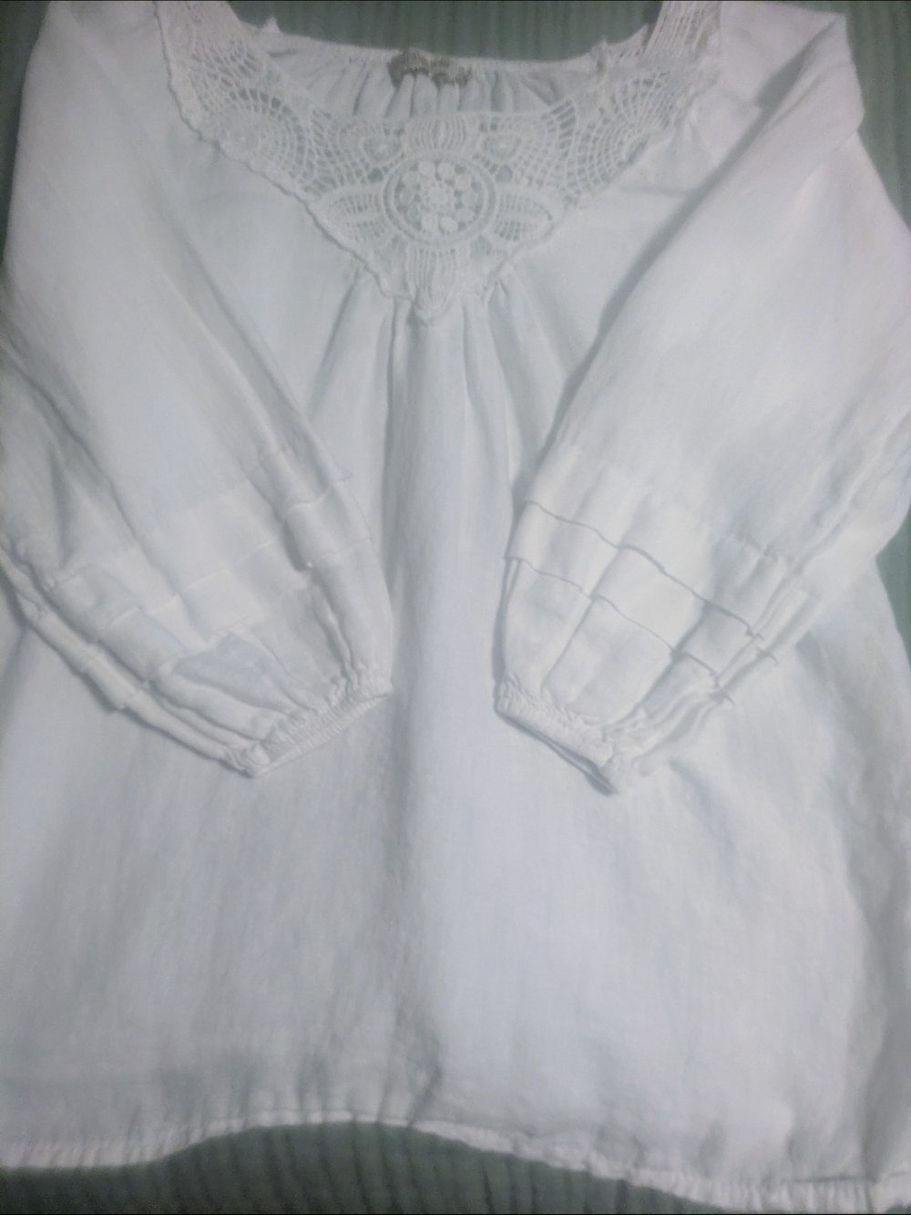 White Crochet Yoke Women's Blouse